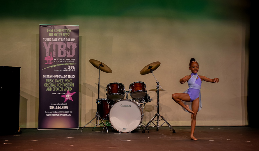 A young girl auditions during the 2020 Young Talent Big Dreams competition.